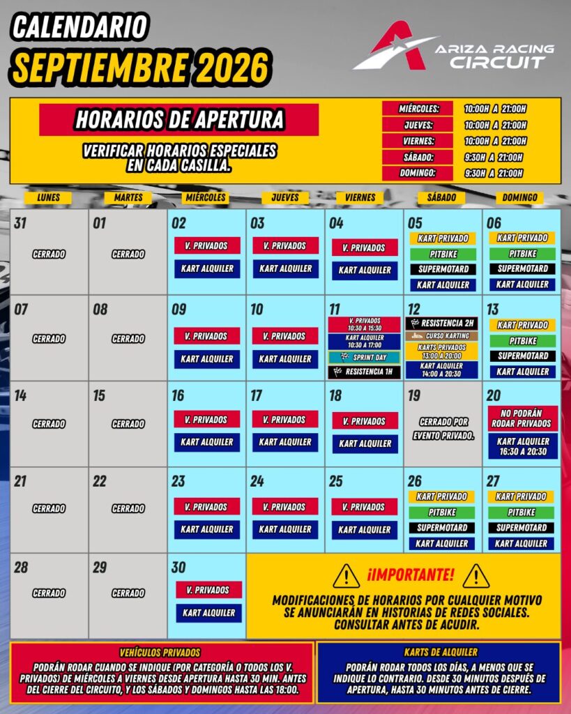 CALENDARIO SEPTIEMBRE ACTUALIZADO